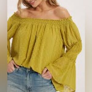 Wishlist Willow Swiss Dot Off Shoulder Blouse